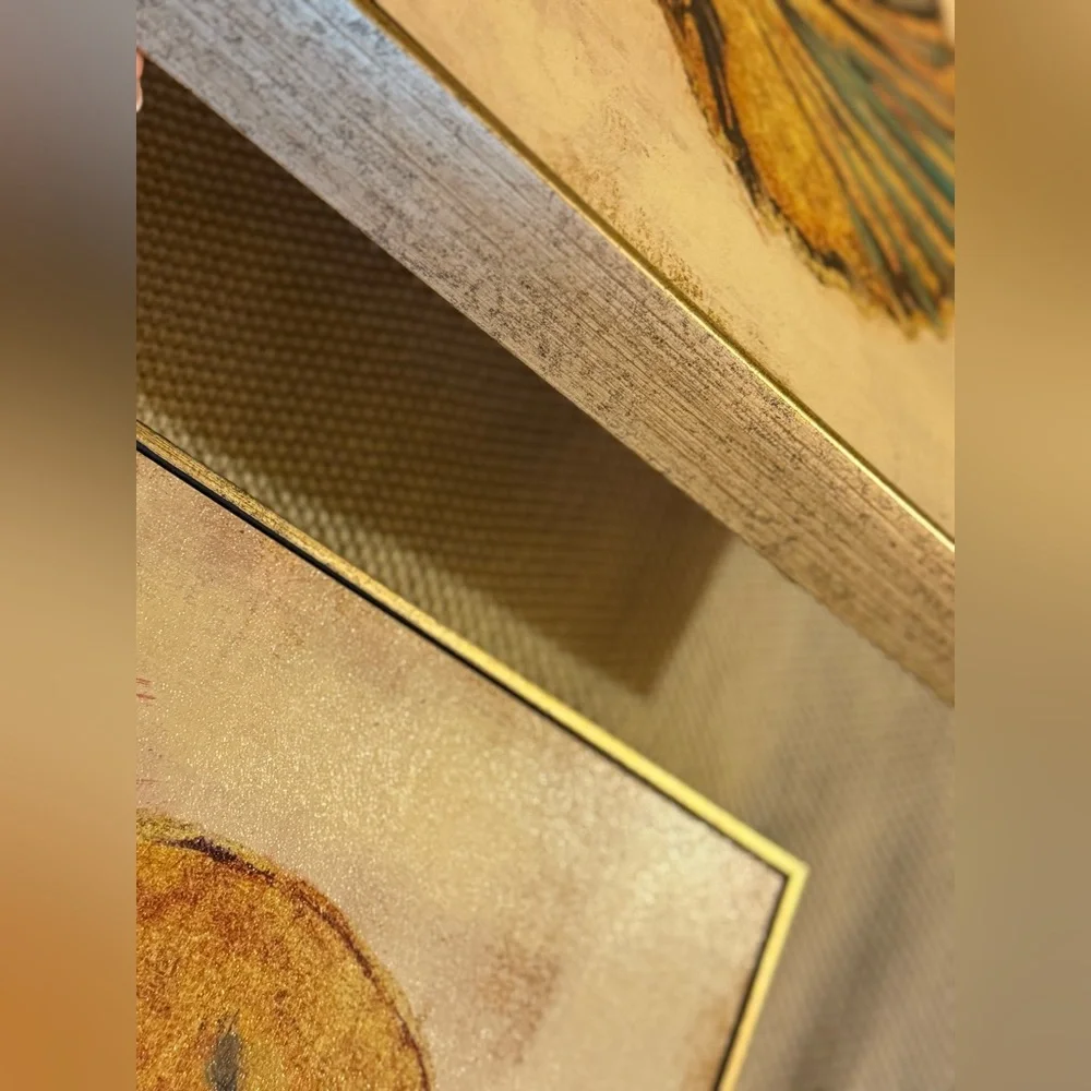 Set of 3 Pier 1 Golden‎ Toned Reef Art